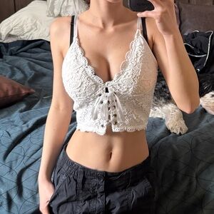 White Lace Crop Top DEPOP:buyme69